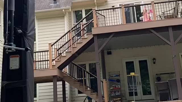 Trick Shot! Throwing Football into a Basketball Hoop over the House