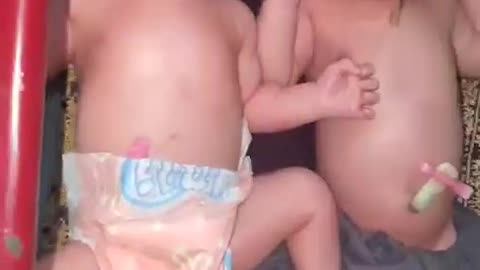 Cute and healthy twin babies