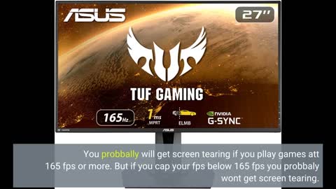 Review: ASUS TUF Gaming VG259QR 24.5” Gaming Monitor, 1080P Full HD, 165Hz (Supports 144Hz), 1m...