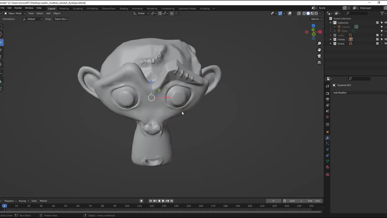 Subdiv / Multires / Remesh / Dyntopo