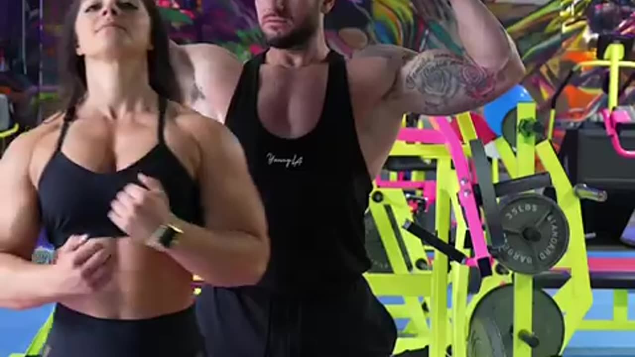 IdaBergfoth and boyfriend bodyshow amezing setp workout gym