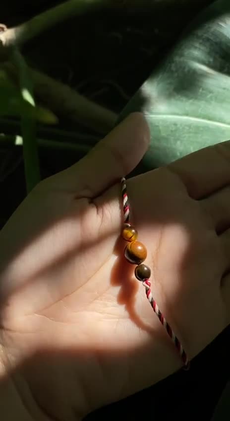 Authentic Balinese Tridatu Aura Confidence Bracelet with Genuine Tiger's Eye, Unique Unisex Bracelet