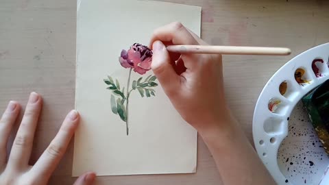 Painting Peony in Watercolour