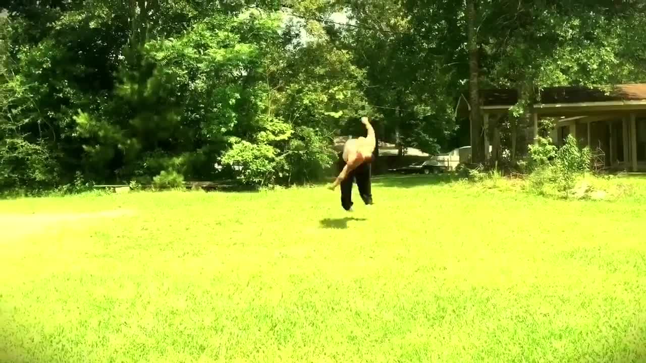 Chubby Redneck Does Backflip