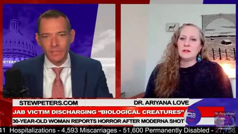 "ORGANOIDS "JAB VICTIM DISCHARGING BIOLOGICAL CREATURES WOMAN REPORTS HORROR AFTER MODERNA SHOT