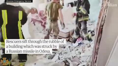 Rescue operation at Odesa apartment block after deadly missile strike