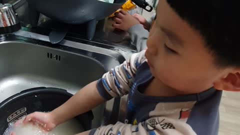 Cooking for a cute baby