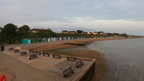 Drone footage . Coastal place to walk and sit to admire the solent sea