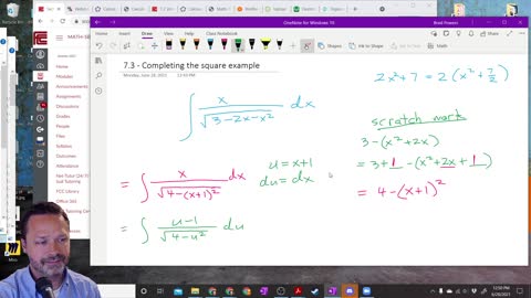 Calculus 2 - Section 7-3-Trig sub with completing the square