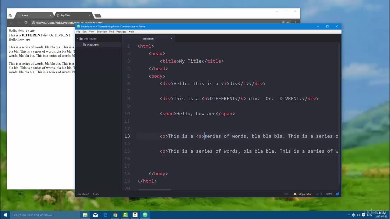 HTML elements - i, b, p, and a