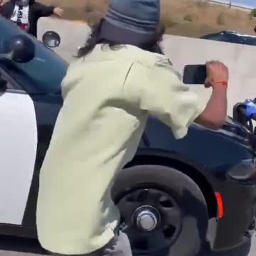 Anti-Israel ANTIFA MOB Swarms California Highway Patrol Vehicle, Doesn't Go Well For Them