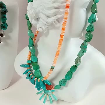 Natural turquoise and white shell Amethyst black Ghost phantom quartz pendant jewelry necklace 04