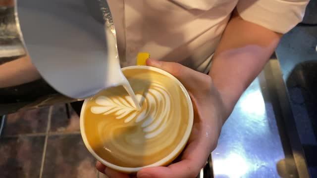 Latte art in cafe