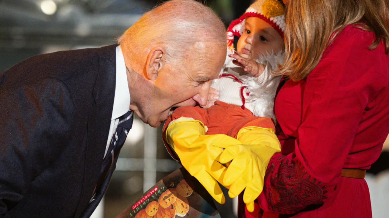 Biden bit the leg of a child dressed as a chicken on Halloween