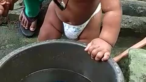 Small baby bathing