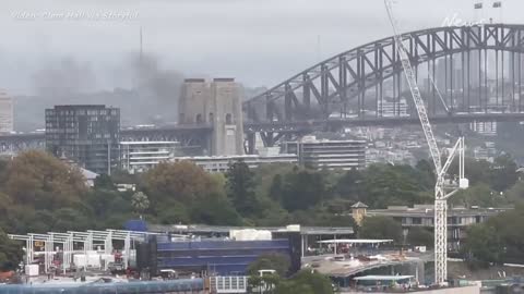 Car in flames on Sydney Harbour Bridge after multi-vehicle crash
