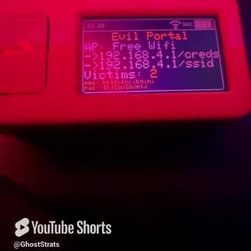 Evil Portal Attack! 😈🛜 beware! #hackingtools #cybersecurity #education #m5stickcplus2 #shorts