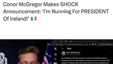Conor McGregor Makes SHOCK Announcement: 'I'm Running For PRESIDENT Of Ireland 🇮🇪