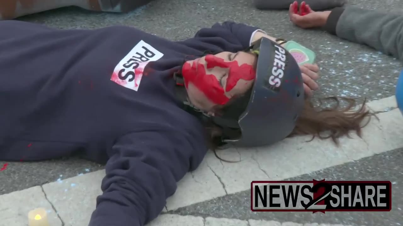 Pro-Palestine protesters hold mock IDF execution of civilians and journalists outside White House