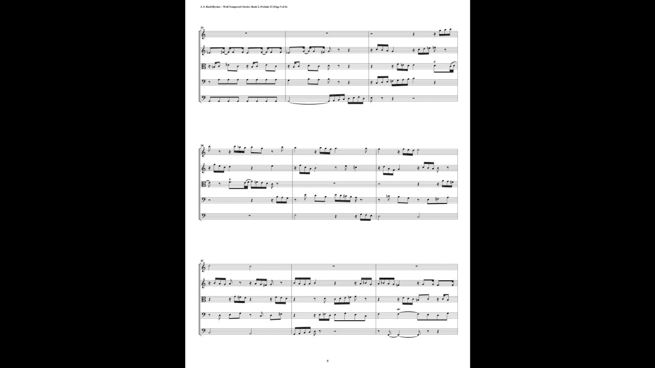 J.S. Bach - Well-Tempered Clavier: Part 2 - Prelude 23 (String Quintet)