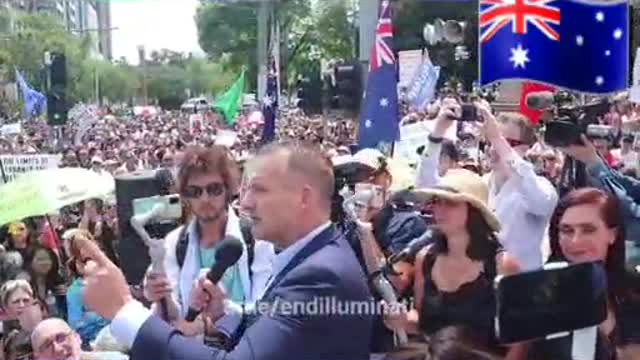 In Melbourne Protesters all sing, we are one we are Australian at the worldwide Protest this weekend