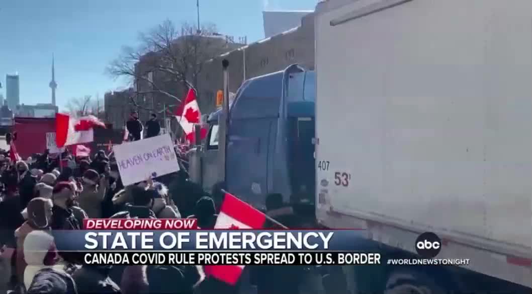 ABC News on Ambassador Bridge Blockade. Canadian media: silence.