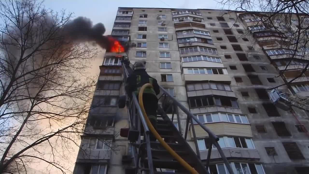 Kyiv Apartment Building Hit by Russian Airstrike