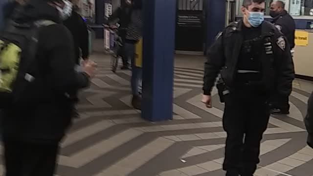NYPD doing their job fighting crime in the Subway System.
