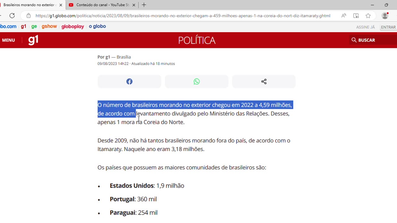 Brasileiros morando no exterior chegam a 4,59 milhões; apenas 1 na Coreia do Norte, diz Itamaraty