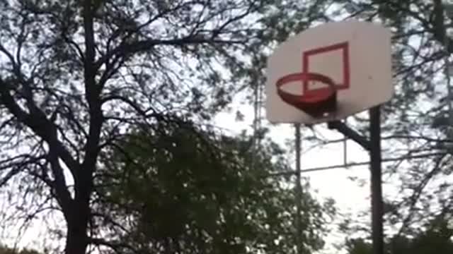 basket missing and ball on the head