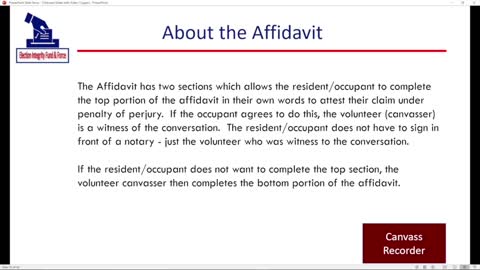 Field Canvas Affidavit