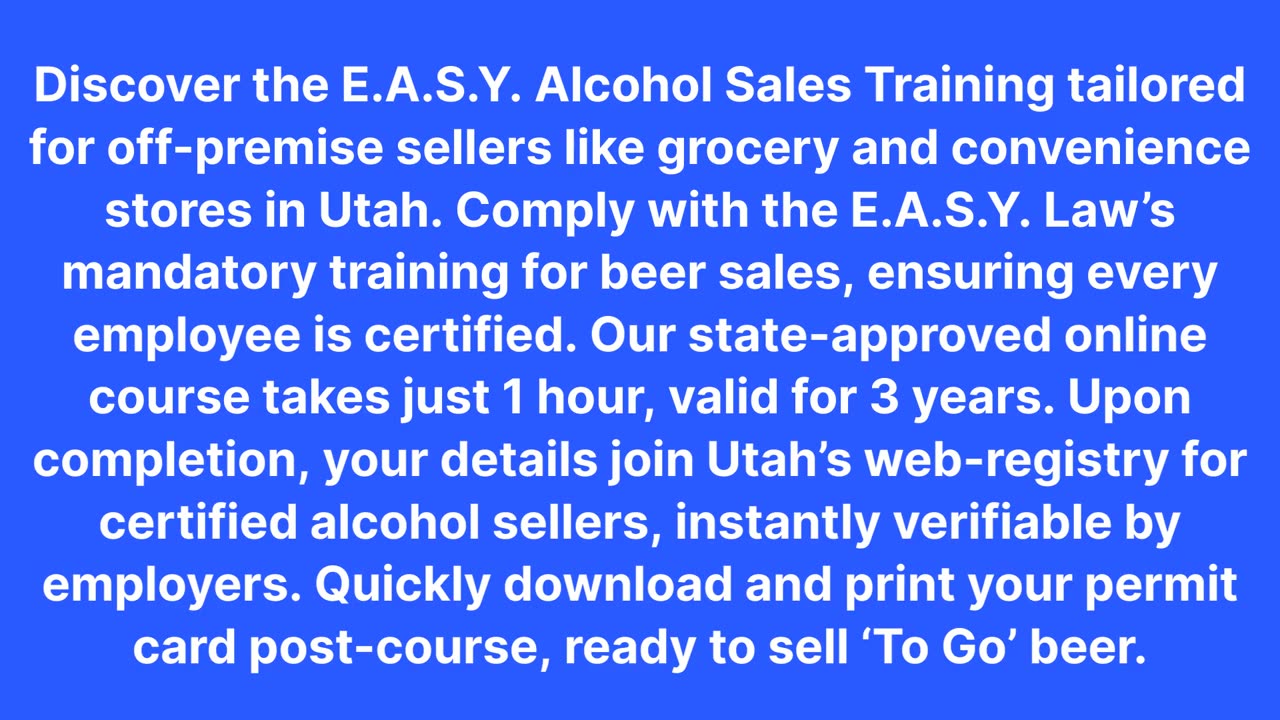 American Course Academy, LLC : E.a.s.y. Alcohol Certification in Sandy, UT