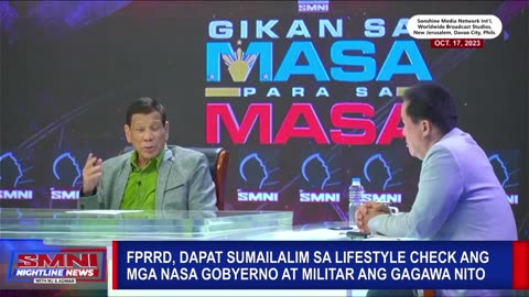 FPRRD, dapat sumailalim sa lifestyle check ang mga nasa gobyerno at militar ang gagawa nito