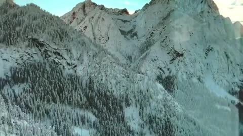 All you can see are mountains and snow.