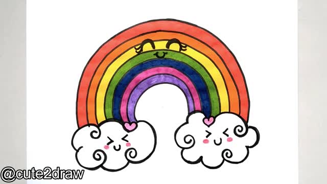 How To Draw A Cute Rainbow | How To Draw And Color A Cute Rainbow 🌈