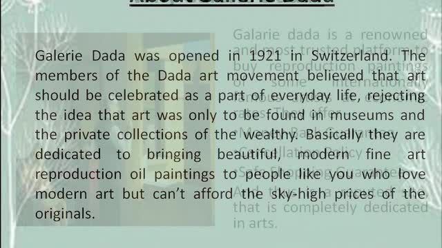 Get Reproduction Paintings of World-Famous Artists from Galerie Dada