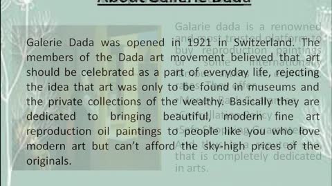 Get Reproduction Paintings of World-Famous Artists from Galerie Dada