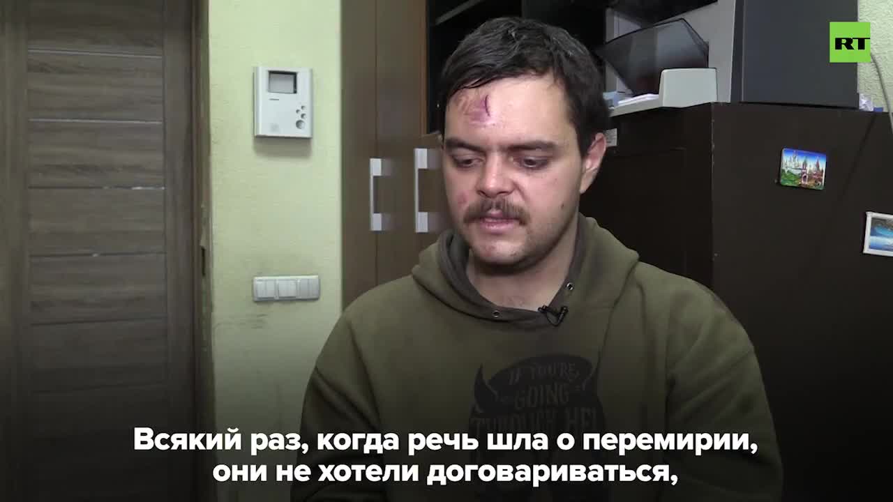 British mercenary Aiden Eslin, who surrendered in Mariupol answering interrogation.