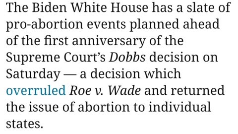 White House Plans Pro Abortion Activities