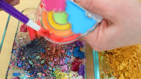 Rainbow vs Gold - Mixing Makeup Eyeshadow Into Slime ASMR 342 Satisfying Slime V