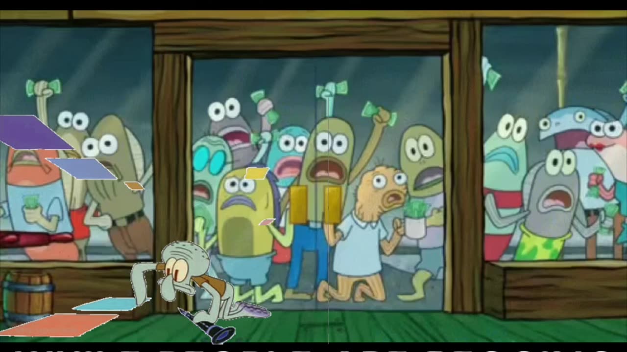 Squidward Is Playing With Tiles While People Are Begging To Spend Money 💵