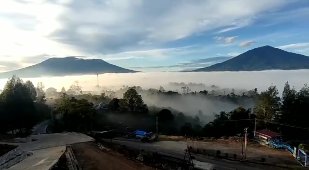 View beautyfull montain singgalang .marapi bukittinggi west sumatraindonesia
