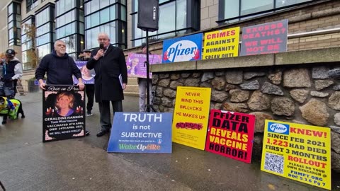 Three Candidates in the upcoming elections speak outside Pfizer Headquarters in Ringsend Dublin.