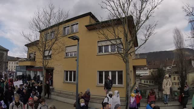 Protest Liestal Switzerland 2021-03-20 Bahnhofplatz - Poststrasse (uncut footage)