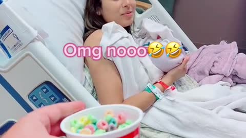 Asking he for milk while she's feedingour son