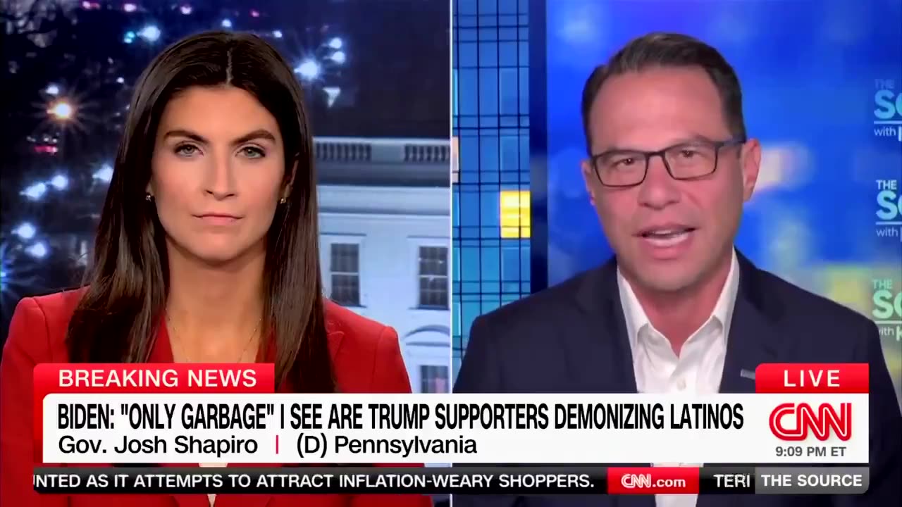 On CNN PA Governor Josh Shapiro responds to Biden’s comment calling Trump supporters garbage