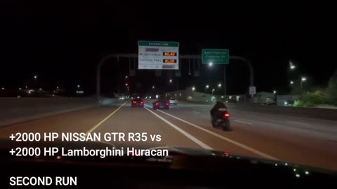 Street race Lamborghini Huracan vs Nissan GTR R35