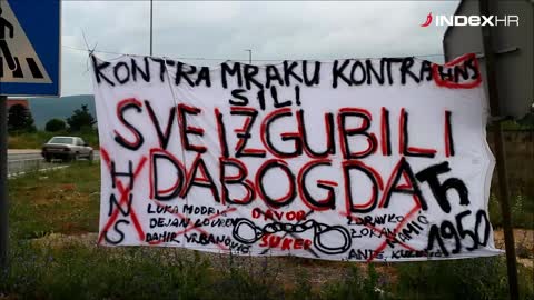 U Konjevratima uz cestu postavljen transparent protiv HNS-a
