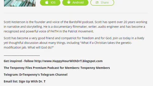 Dr. Sherri Tenpenny & Scott Kesterson of BardsFM - AUDIO ONLY - Got shot - regrets - now what?