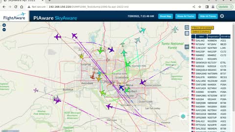 July 27-28 2022 time lapsed air traffik for phoenix az